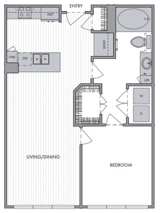 Floor Plan - 1 Bed_1 Bath_C