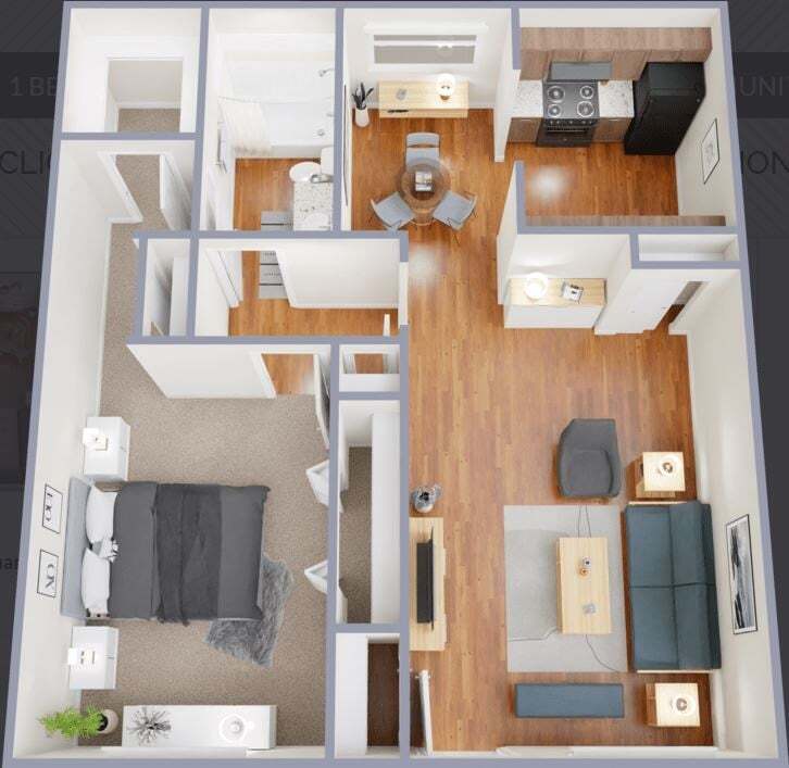Floor Plan - 1 Bedroom, 1 Bathroom