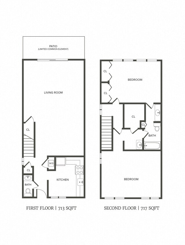 Floor Plan - (S0C7) 2 Bedroom, 1.5 Bath Duplex