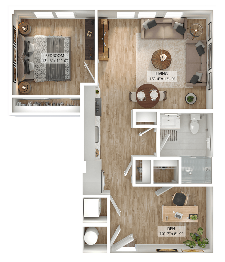 Floor Plan - 1 Bed/1 Bath Den-A1D