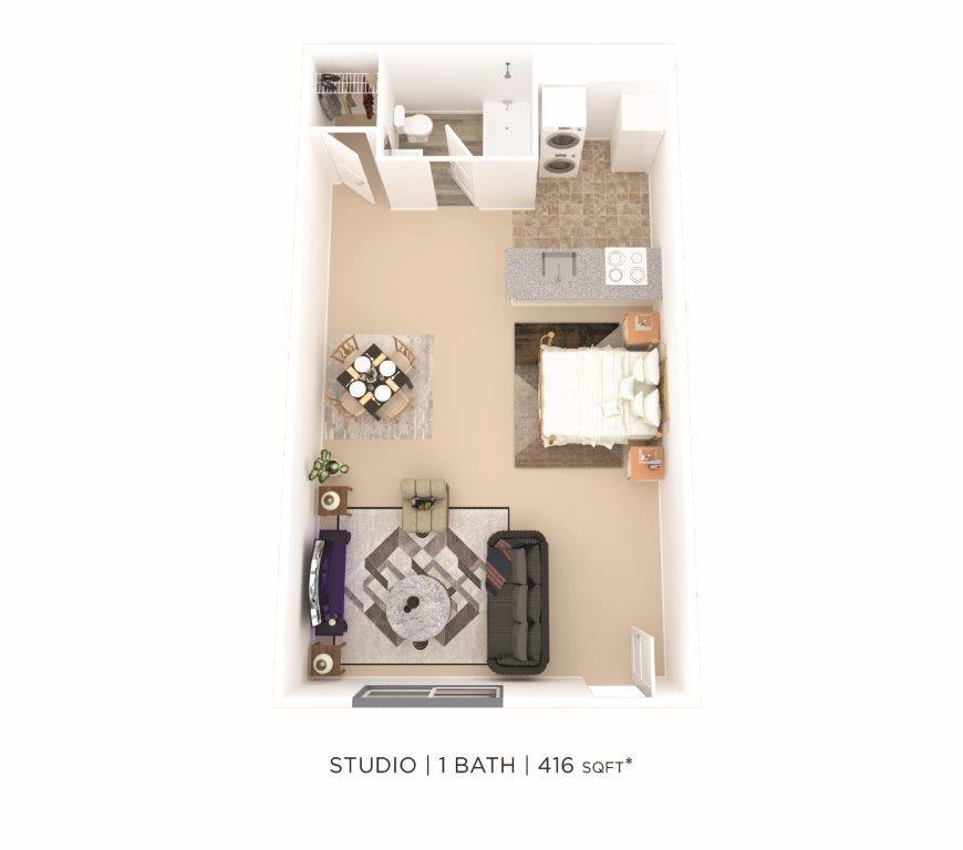 Floor Plan - Studio - 420 sqft