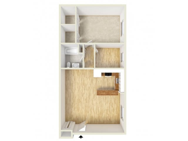 One bedroom with den floor plan - One Bedroom Den