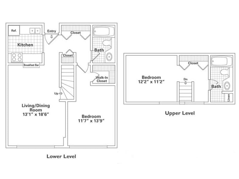 Floor Plan - Two Bedroom, Two Bath (C4/C5)