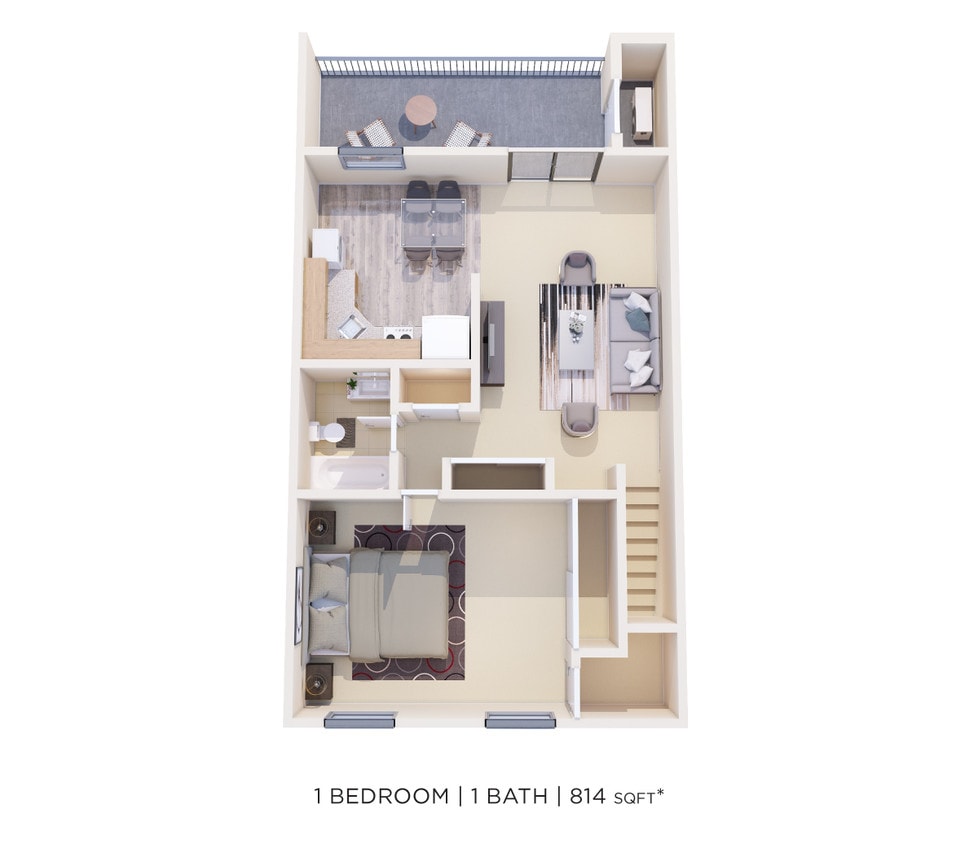 Floor Plan - One Bedroom - 814 sqft