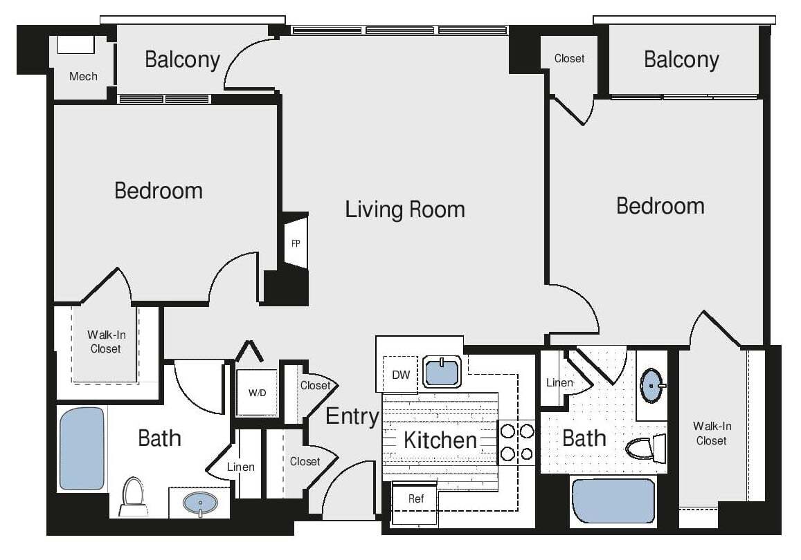 Floor Plan - 2 Bed/2 Bath - bcj2