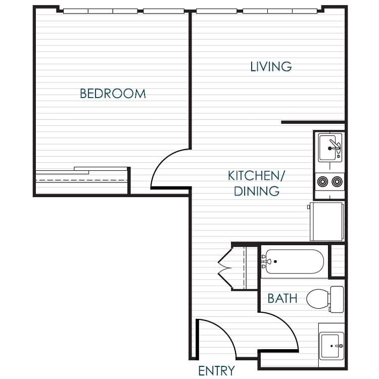 Traditional_Unit_1BR_1BA_584SF_524721.png - 1-Bedroom 1-Bathroom Traditional Flat