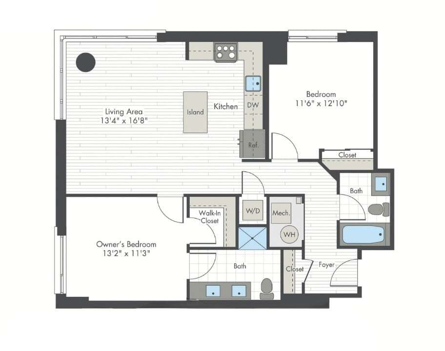 Floor Plan - 2 Bed/2 Bath-L