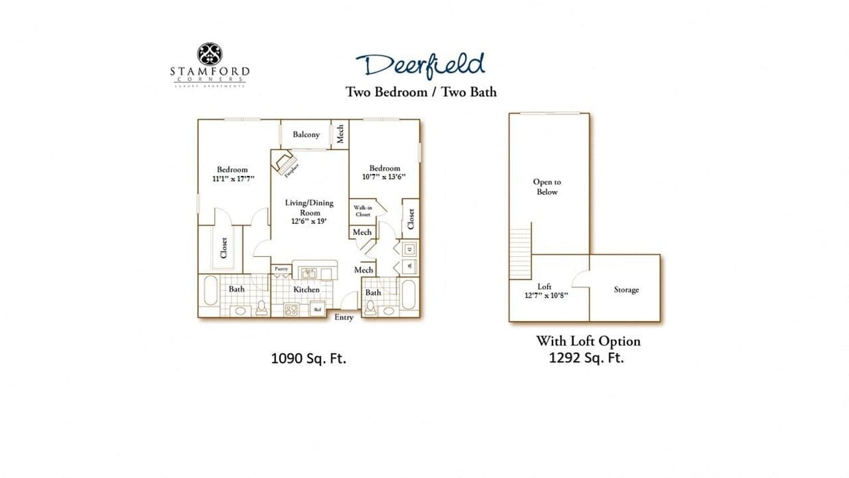 Floor Plan - 2 Bed/2 Bath-Deerfield w/Loft