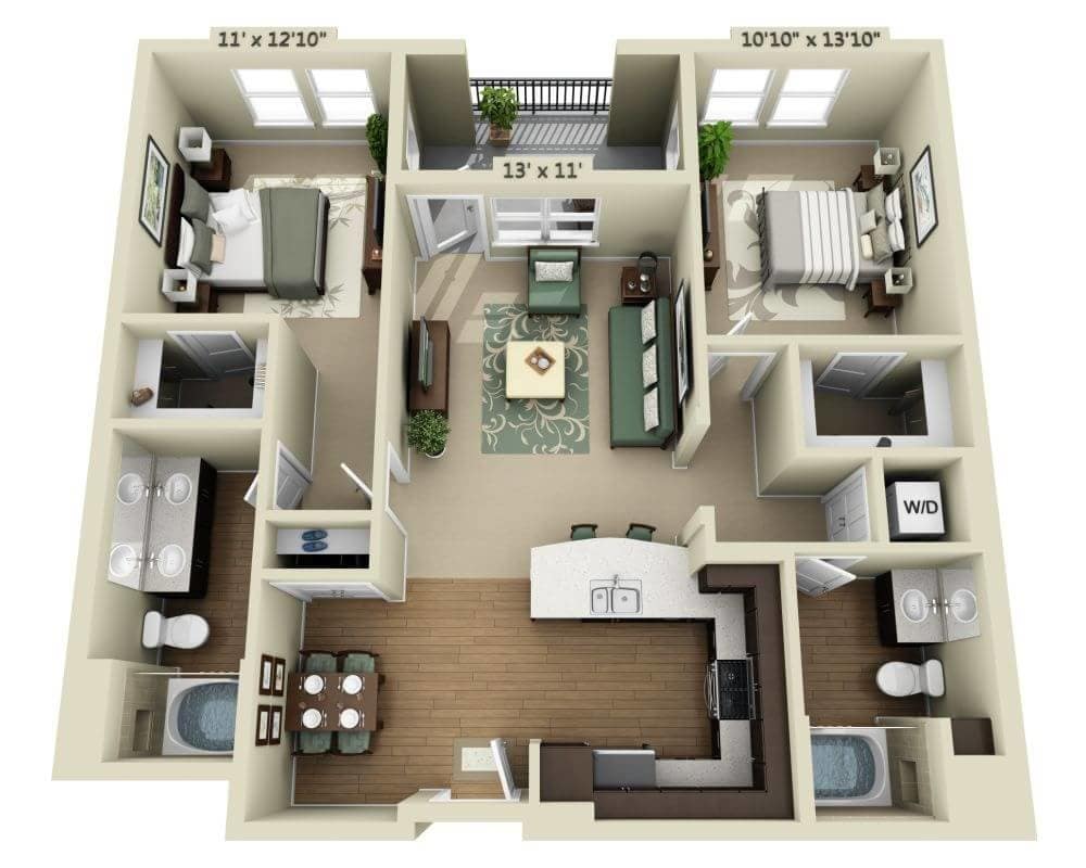 Floor Plan - Two Bedroom B2C