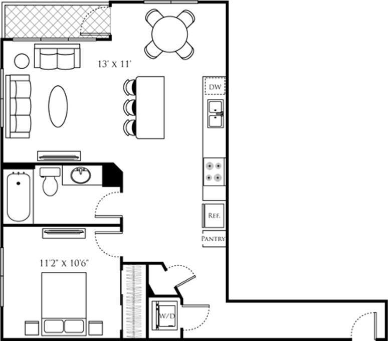 Floor Plan - One Bedroom L (1A)