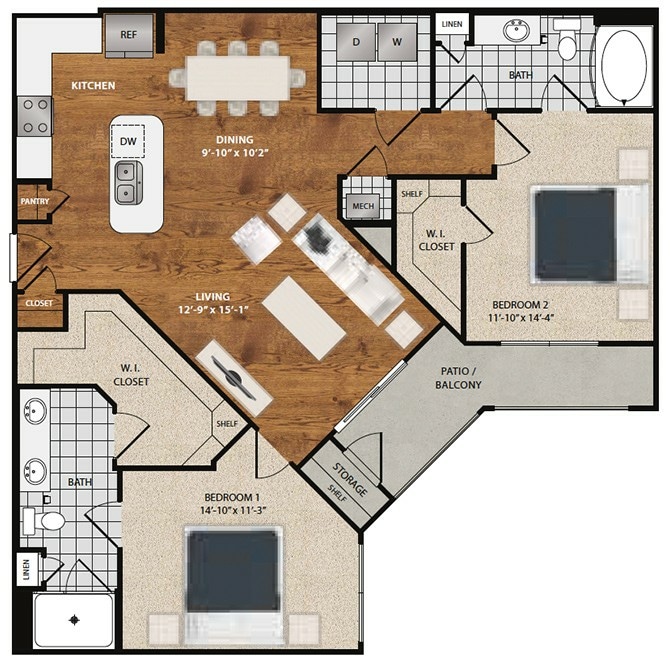 DAISY.jpg - B6 - Daisy - 2 Bedroom 2 Bathroom