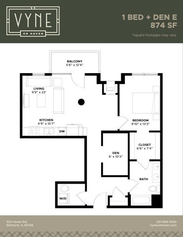 Final - Vyne On Haven - Floor Plans - 1 BED + DEN E - TYPE B - 1 BED+D - E