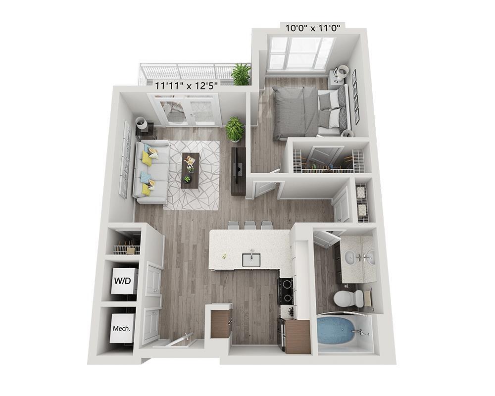 Floor Plan - One Bedroom A1B