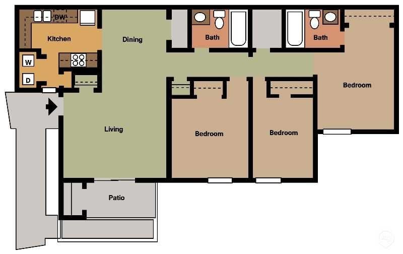 Floor Plan - 3Bed - 2Bath