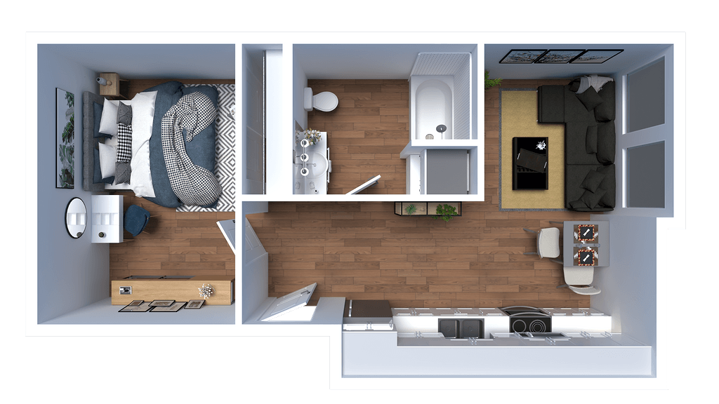 Floor Plan - K - 1 Bed 1 Bath