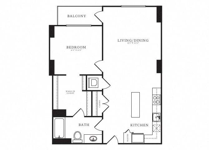 Floor Plan - 1 Bed/1 Bath-B9