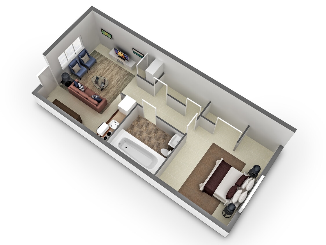 Floor Plan - Jr One Bedroom Furnished ALL UTILITIES