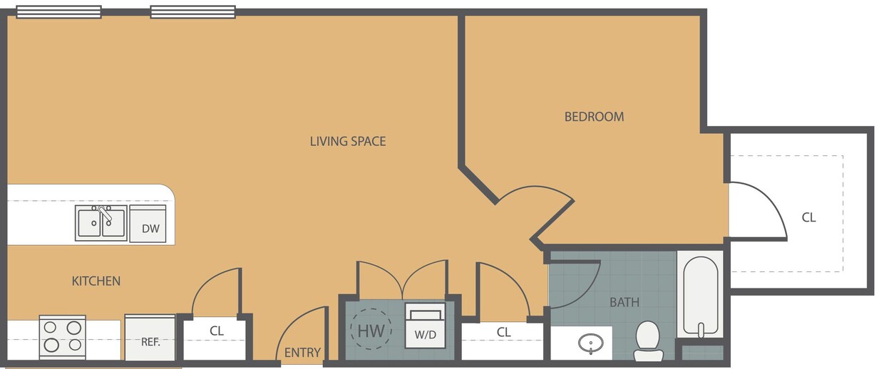 Floor Plan - 1 Bedroom 1 Bath 321