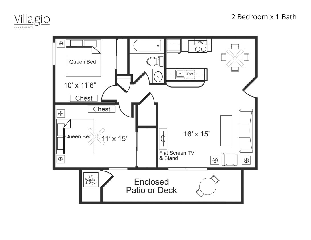 2 Bed 1 Bath Ultra Premium - 2x1