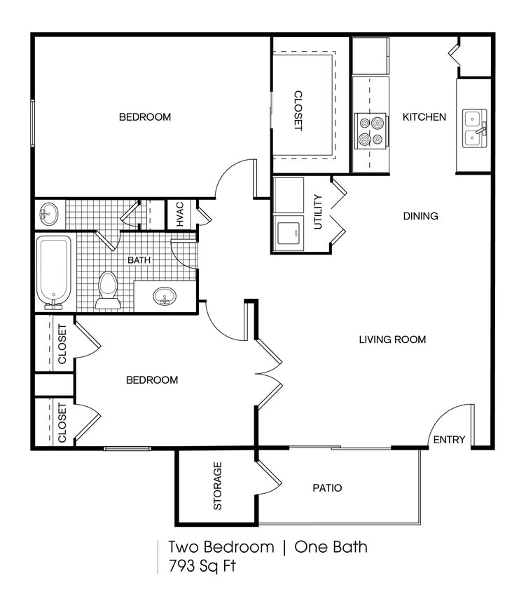 FP_Timber Ridge_B3_793 SF.jpeg - 2 bedroom 1 bath