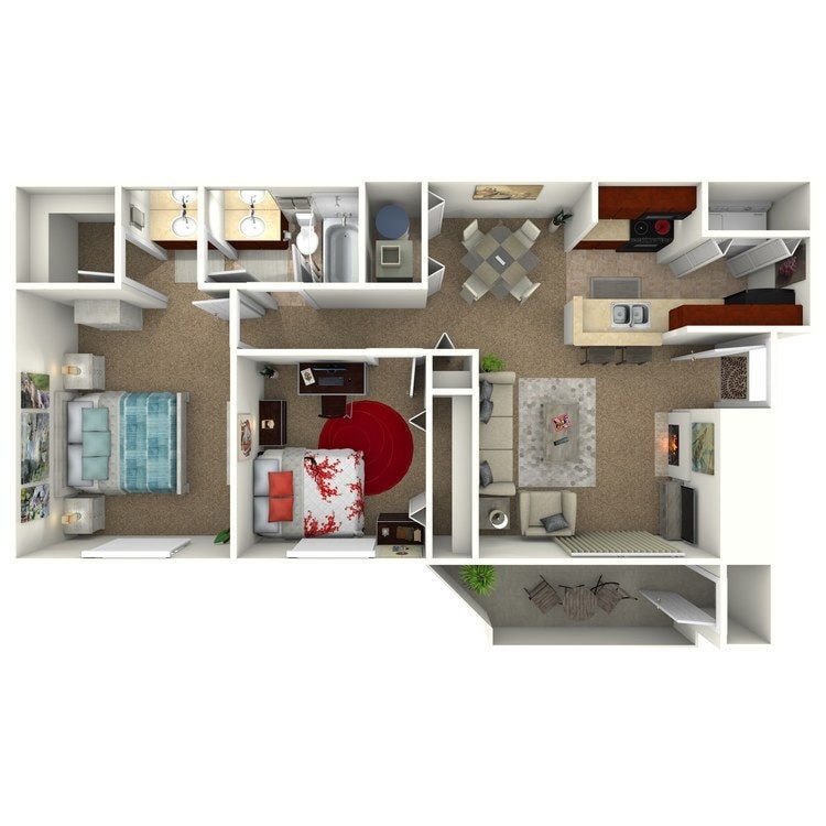 Floor Plan - The Willow - 2 Bedroom 1 Bath