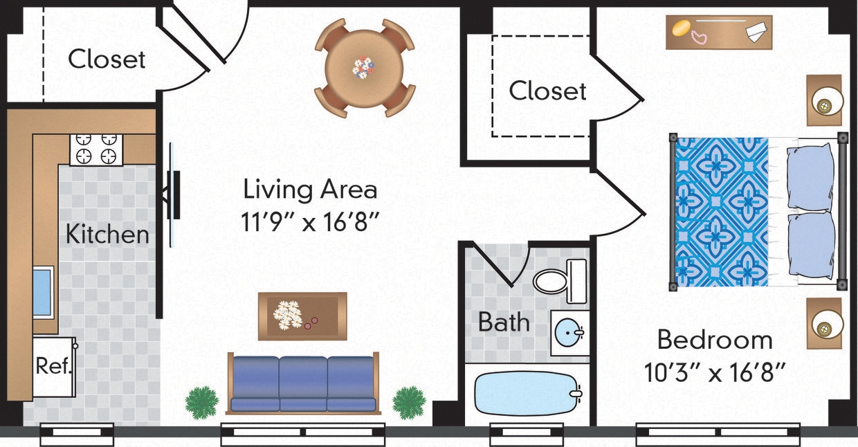 Floor Plan - Renovated 1 Bedroom 05 Tier