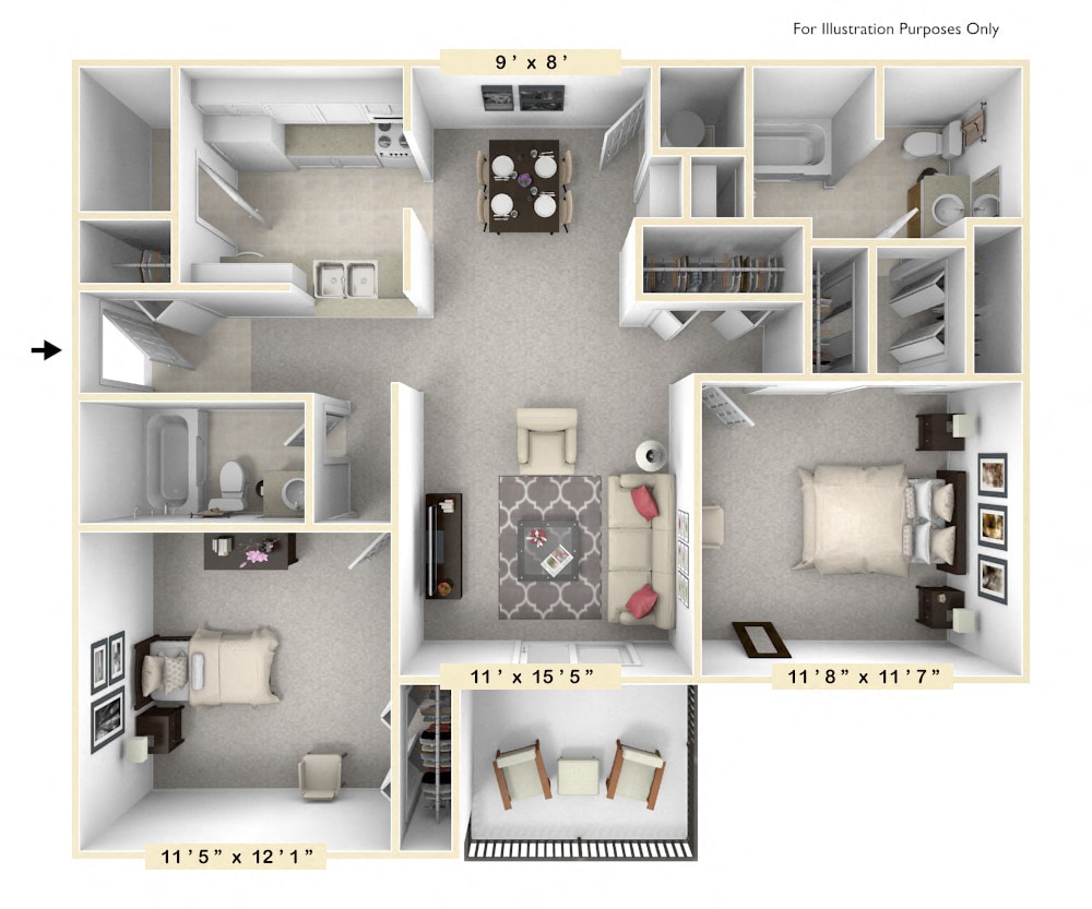 Floor Plan - The Marina 2 BR 2 BA