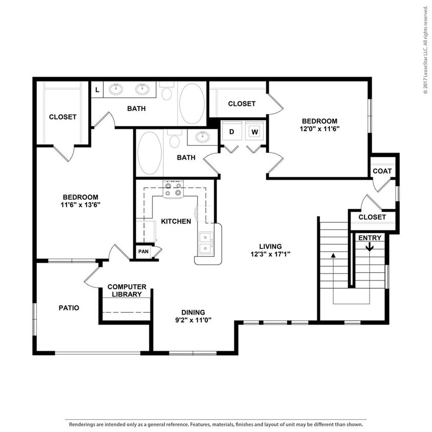 Two bedroom apartment in Round Rock, Texas. - B3S