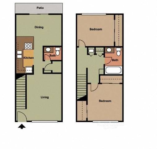 Floor Plan - 2 Bedroom 1.5 Bath Townhome