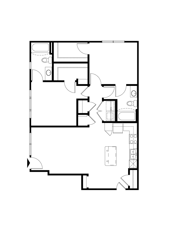 Floor Plan - 2 BR Designer Courtyard Garage