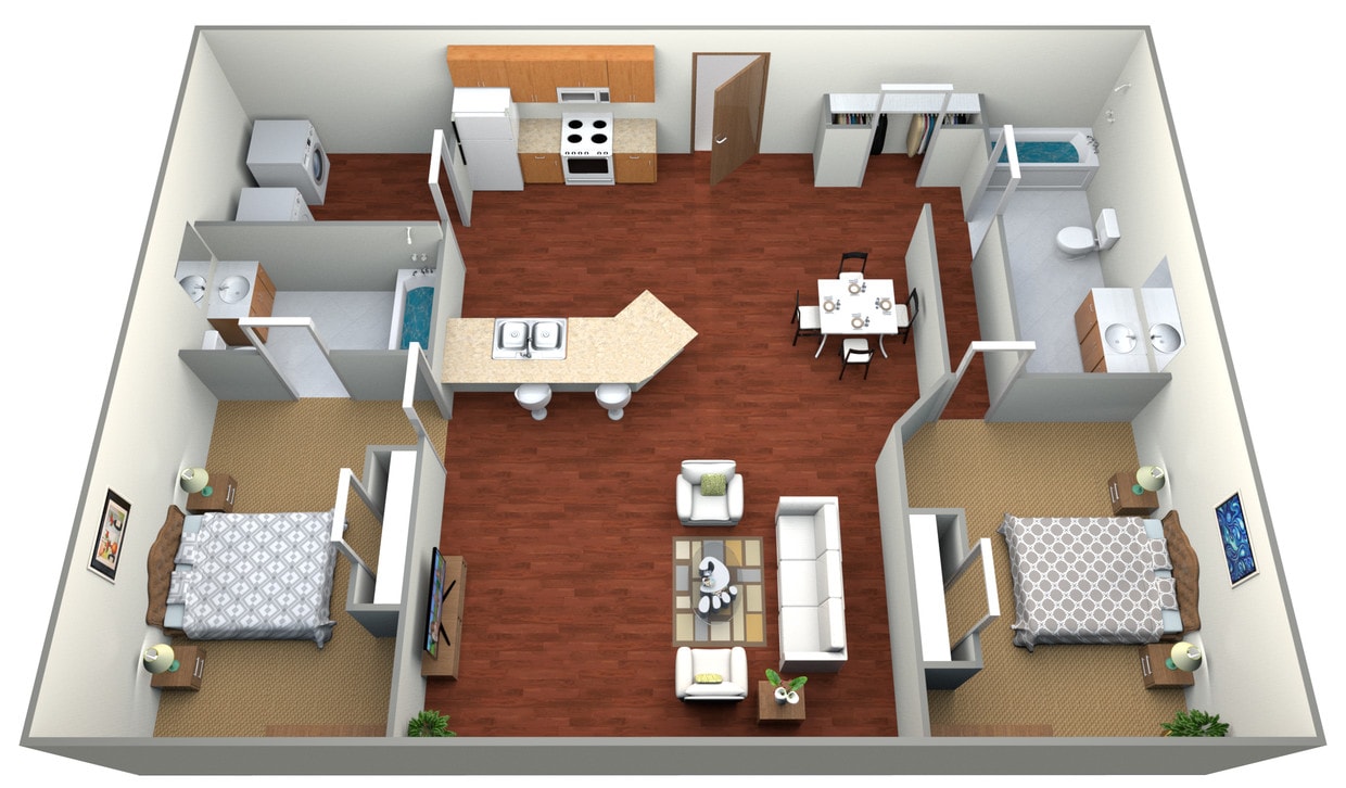 Floor Plan - 2 Bedroom, 2 Bathroom