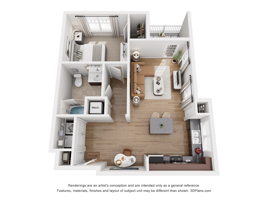 A3 Greene_1Bed_1Bath_832 Sq Ft - A3 GREENE - 1 Bedroom, 1 Bathroom