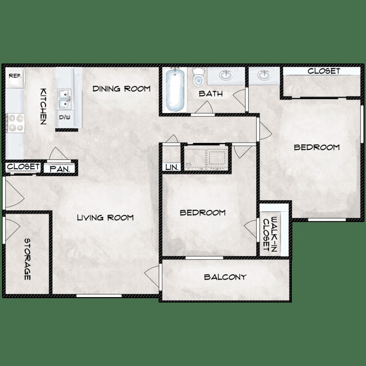 Floor Plan - 2 BR B-1		