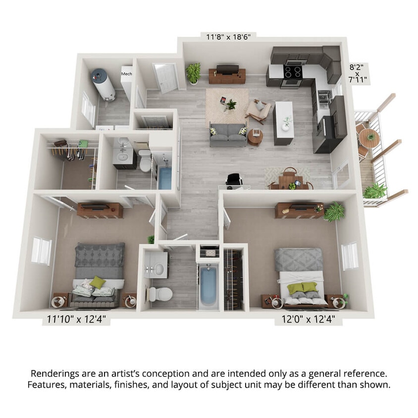 Floor Plan - 2 Bedroom Second Level