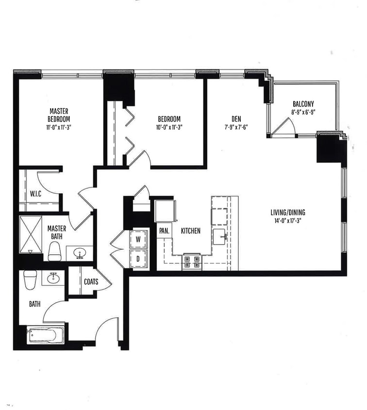 Floor Plan - 2 BR, 2 BTH, 