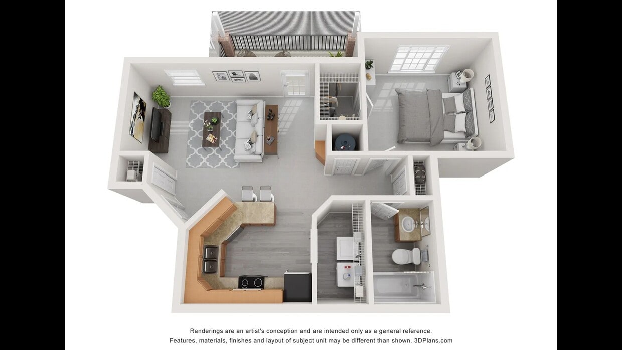 The Blossom floorplan offers one bedroom and one bath. - The Blossom