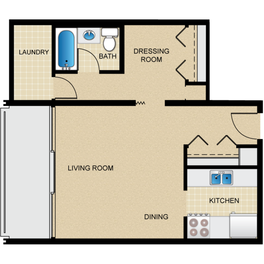 Floor Plan - 0BD 1BTH