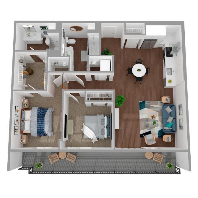 Floor Plan - 2 Bed/2 Bath-b13.1