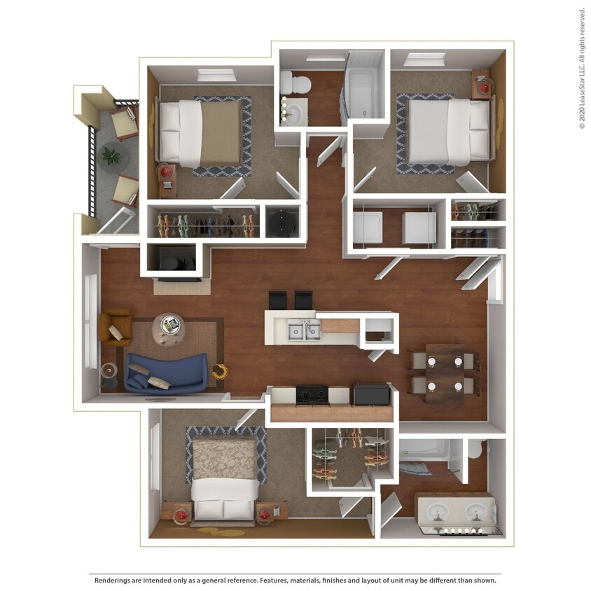 Floor Plan - 3 Bed 2 Bath 1292 SqFt (1249 Net)