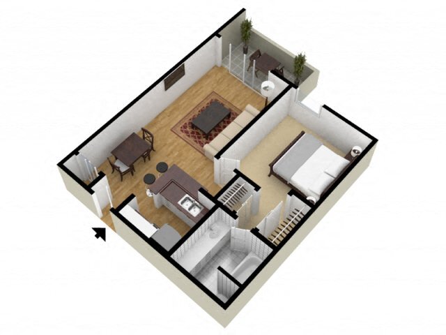 Floor Plan - 1 Bed 1 Bath 777 Sqft