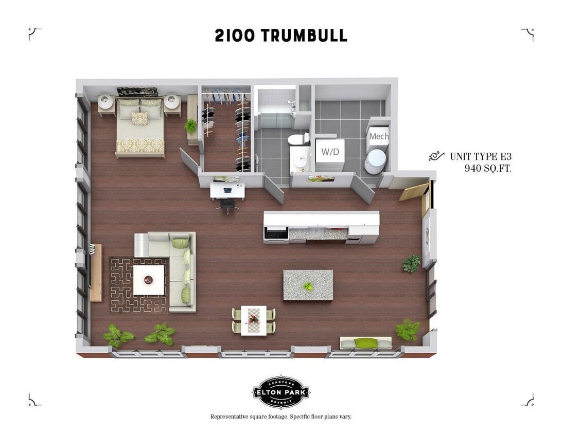 Floor Plan - 2100 Trumbull - Full Loft
