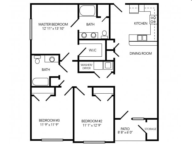Three Bed - Two Bath (Phase I ad II) - The Lindley