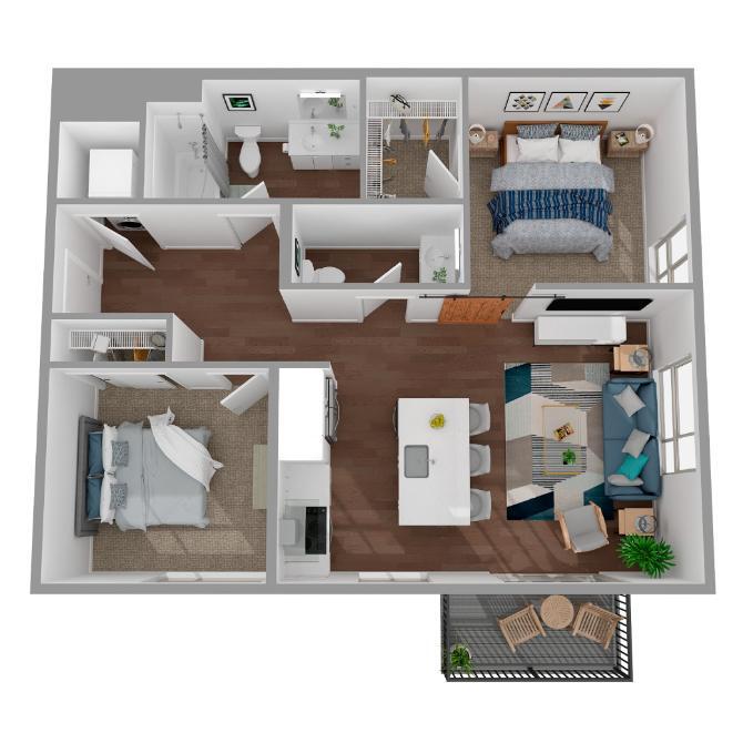 Floor Plan - 2 Bed/2 Bath-b18.1