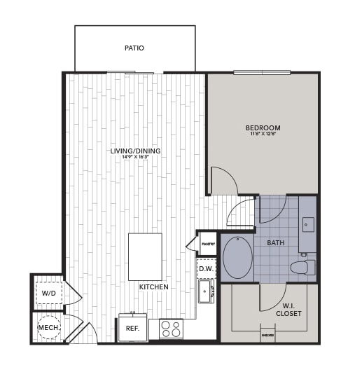 Lake Walk A7 FP.jpg - A7 - One Bedroom, One Bathroom