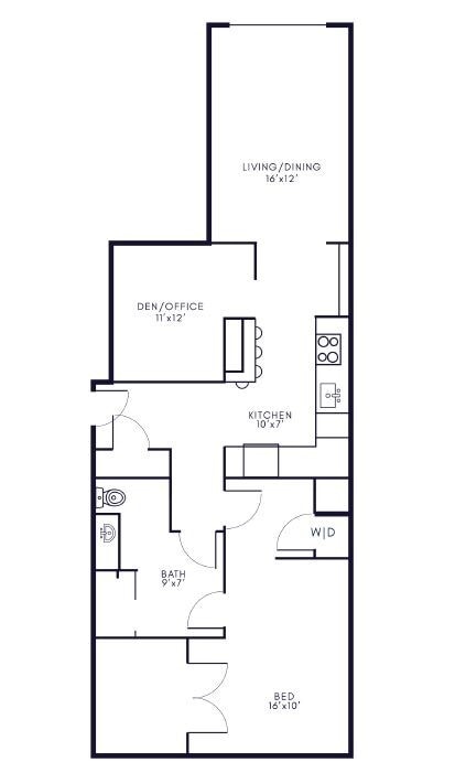 Floor Plan - 1x1 + Den - A10D