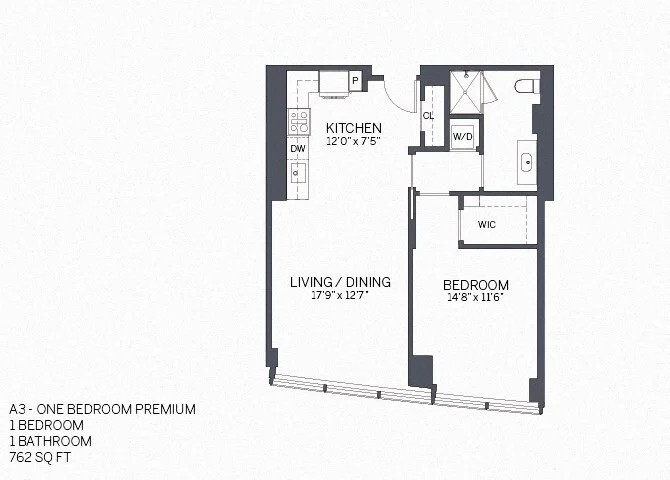 Floor Plan - One Bedroom Premium Penthouse