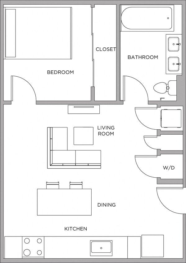 Floor Plan - 1 Bed/1 Bath-490