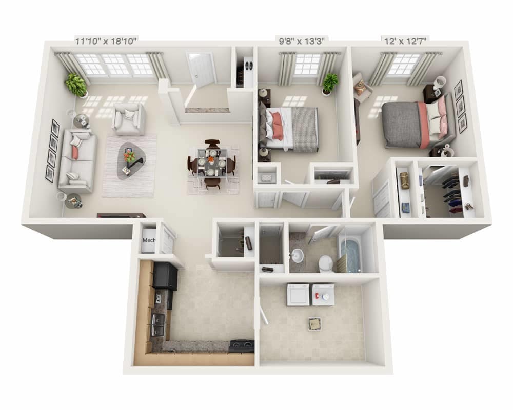 Floor Plan - Two Bedroom B1C