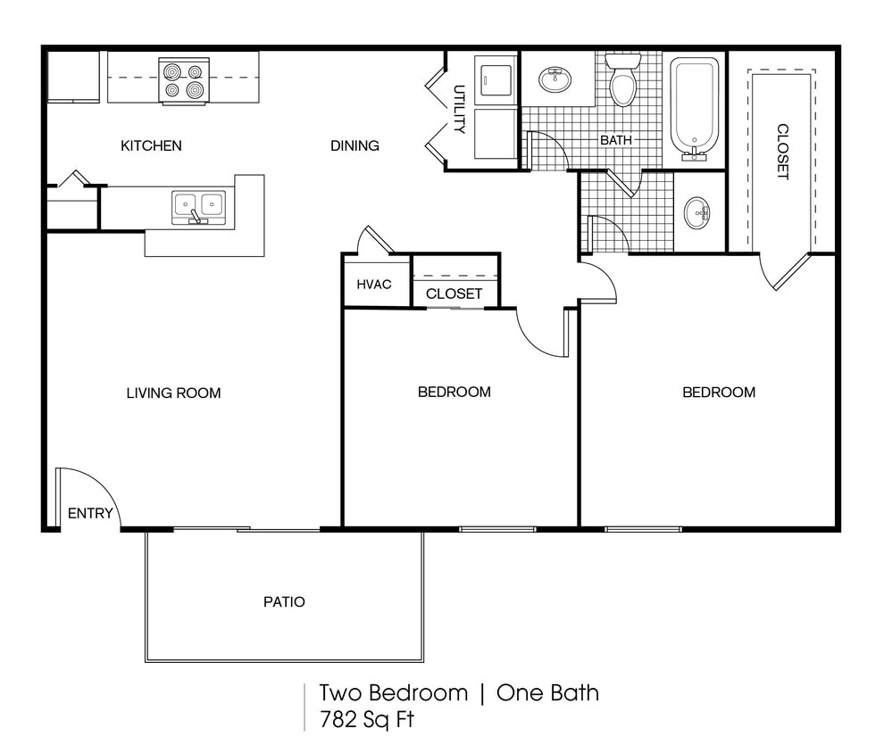 FP_Timber Ridge_B2_782 SF.jpeg - 2 bedroom 1 bath