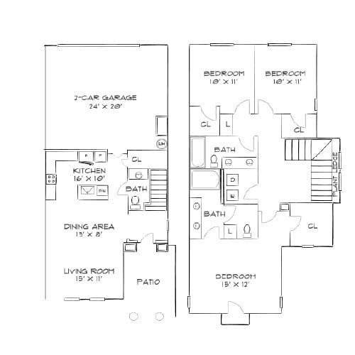 Floor Plan - Design 3B Townhome